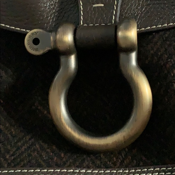 Burberry vintage tweed and leather handbag